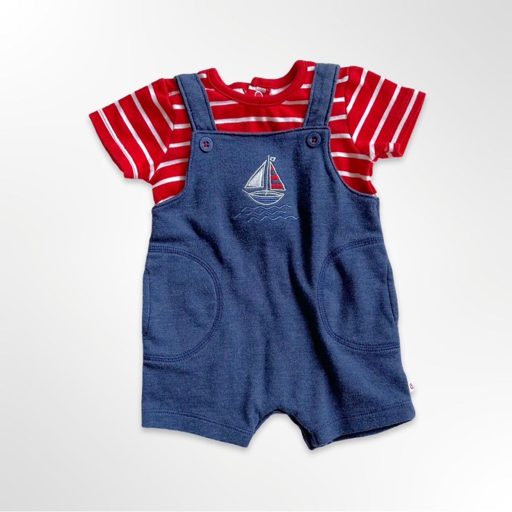 Baby Knit Tee and Overalls Set
